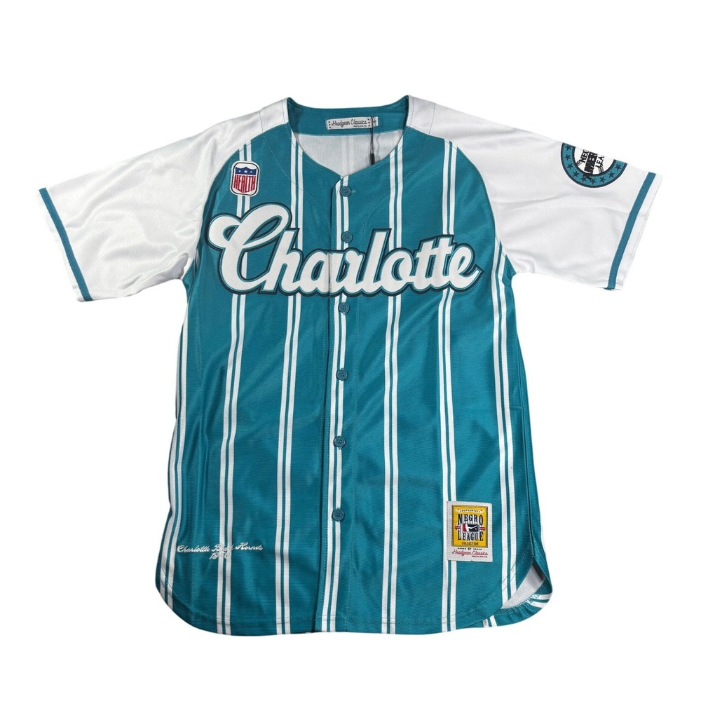 Headgear Classics Charlotte Black Hornets Negro League Baseball Jersey Teal S